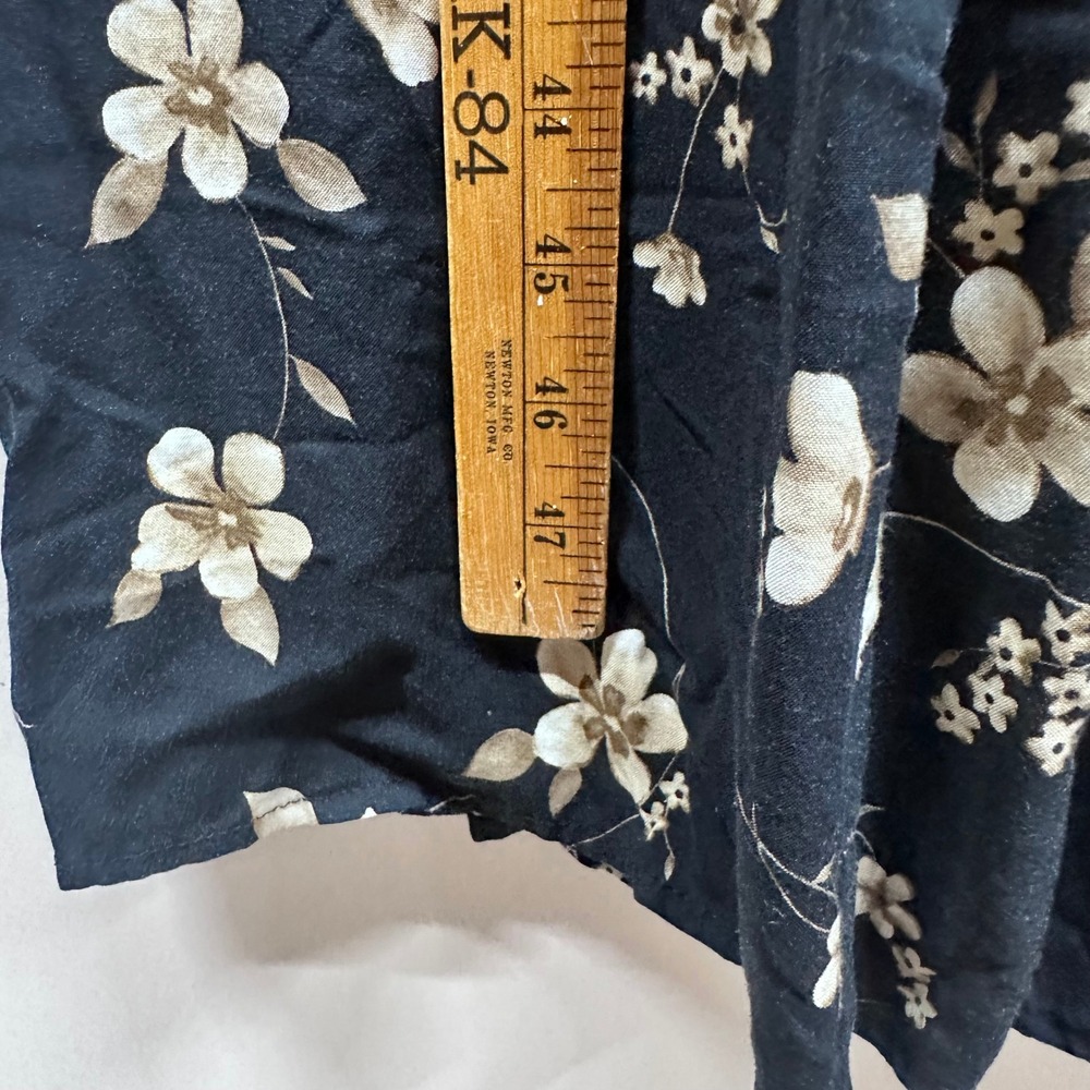 Vintage‎ Dark Floral Maxi Dress Womens M/L Black Rayon Cottage Prairie Long 90s - Picture 6 of 7